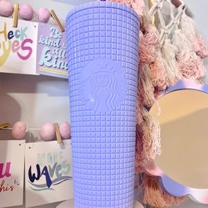 Starbucks Matte Purple Lilac Studded Diamond Grid Soft Touch Cold Cup Tumbler